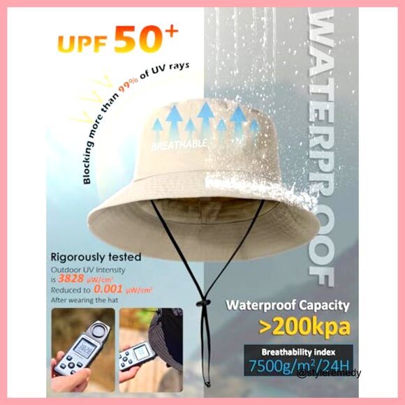 Water-Resistant Bucket Hat UPF 50+ Foldable Sun Hat Fishing Safari main image 5